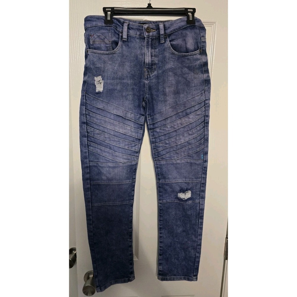 Southpole Jeans Mens 30x30 30x28 Straight Skinny Ribbed Distressed Vintage Y2K